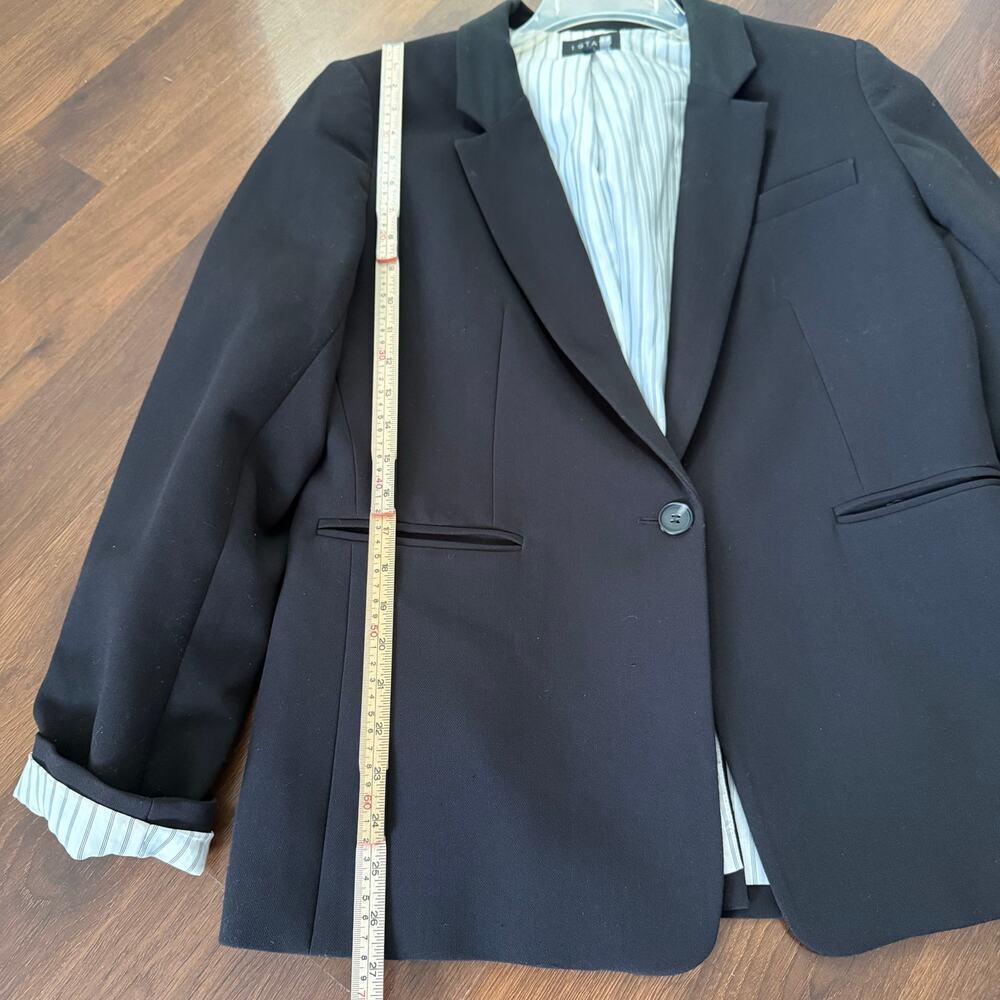 1.State Women Black Single Button Blazer Jacket Stripe Lined Career Office Sz 16 - Picture 5 of 8